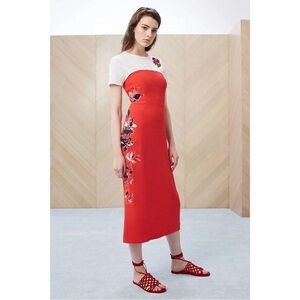 Tanya Taylor Satin Back Crepe Meredith Dress in Papay Size 12 NEW NWT $695